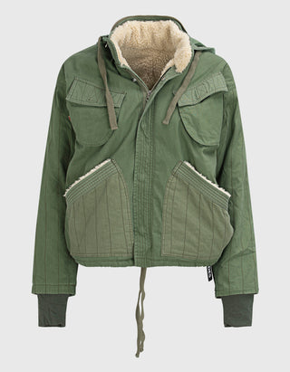 Bedruckte Army-Jacke Sherpa mit Fell-Futter