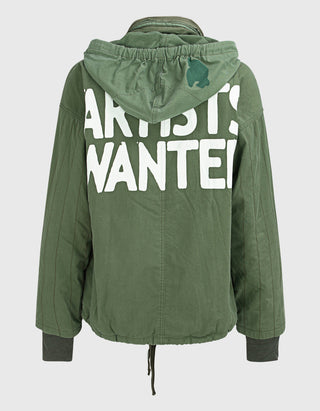 Bedruckte Army-Jacke Sherpa mit Fell-Futter