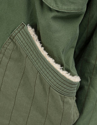Bedruckte Army-Jacke Sherpa mit Fell-Futter