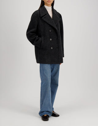 Doppelreihige Bouclé Woll-Mix Jacke Sailor