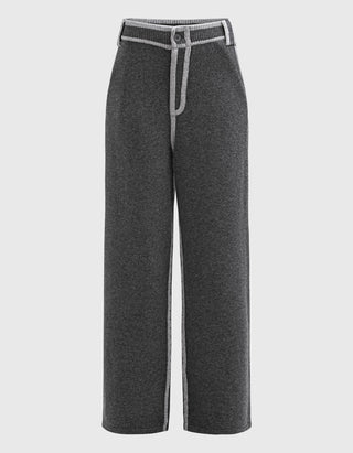 Woll-Kaschmir Wide-Leg Hose mit Eingrifftaschen