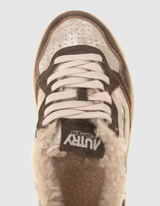 Gefütterte Leder-Sneaker Medalist mit Glitter-Finish