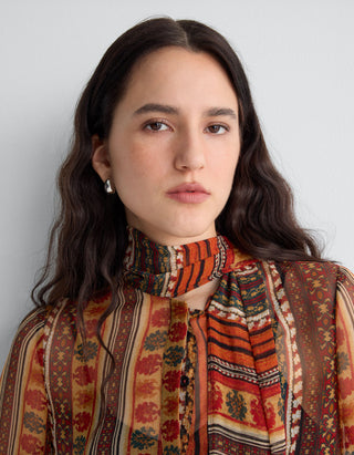 Gemusterte Seiden-Bluse Garcele