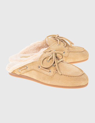 Gefütterte Veloursleder-Mules Boat Mule Fur