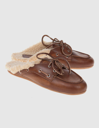 Gefütterte Veloursleder-Mules Boat Fur