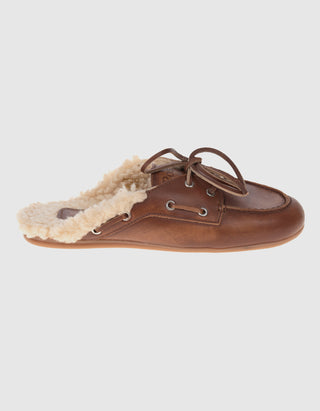 Gefütterte Veloursleder-Mules Boat Fur