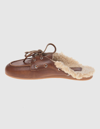 Gefütterte Veloursleder-Mules Boat Fur