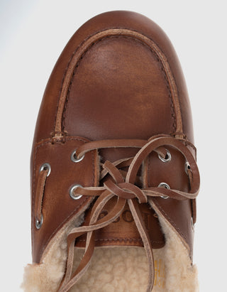 Gefütterte Veloursleder-Mules Boat Fur
