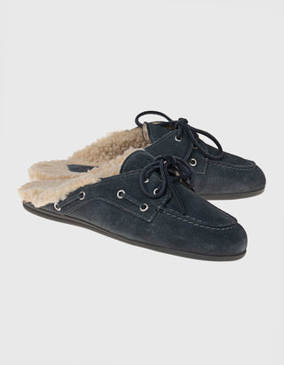Gefütterte Veloursleder-Mules Boat Fur