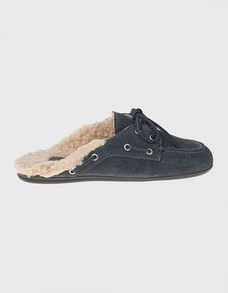 Gefütterte Veloursleder-Mules Boat Fur