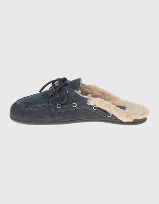 Gefütterte Veloursleder-Mules Boat Fur