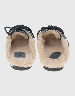 Gefütterte Veloursleder-Mules Boat Fur