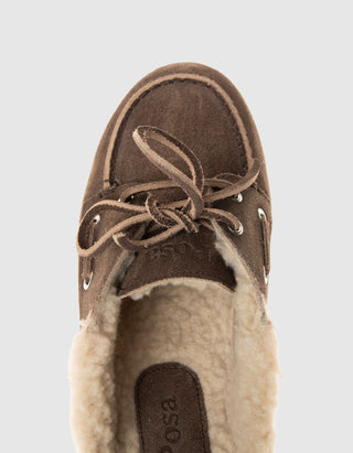 Gefütterte Veloursleder-Mules Boat Fur