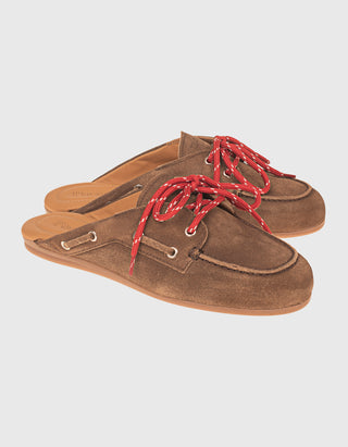 Veloursleder-Mules Boat