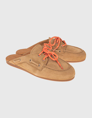 Veloursleder-Mules Boat