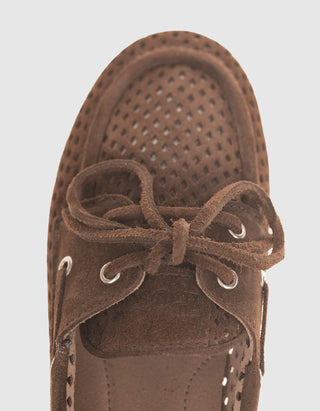Veloursleder-Loafer Boat Perforated