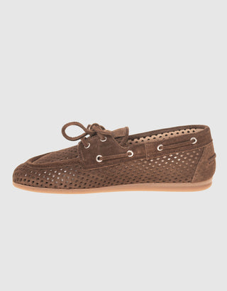 Veloursleder-Loafer Boat Perforated