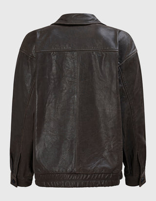 Oversize Leder-Jacke Bree im Vintage-Stil