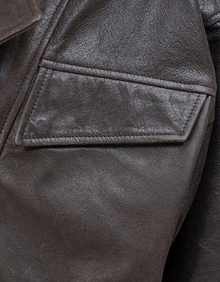 Oversize Leder-Jacke Bree im Vintage-Stil