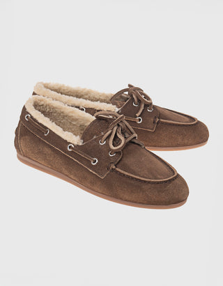 Gefütterte Veloursleder Boat Loafer