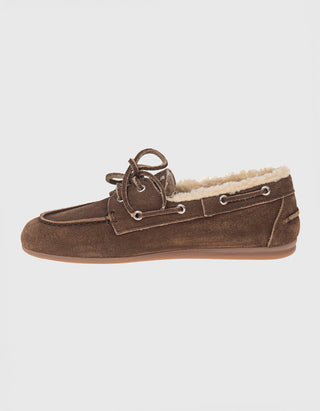 Gefütterte Veloursleder Boat Loafer