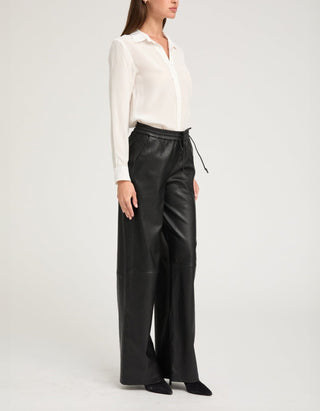 Wide-Leg Lammleder-Jogginghose Baggy Athletic