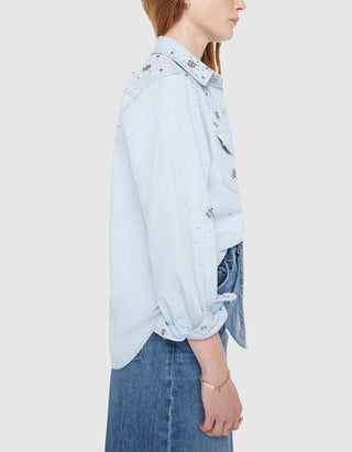 Denim-Hemd All my Exes mit Strass- und Perlenverzierung