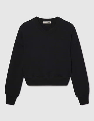 Cropped V Neck Sweatshirt