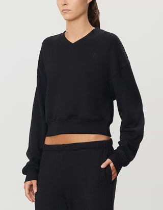 Cropped V Neck Sweatshirt
