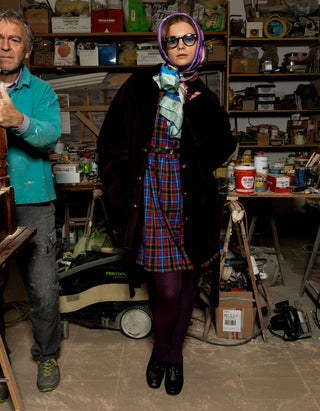 Shearling-Wende-Mantel mit Bindegürtel