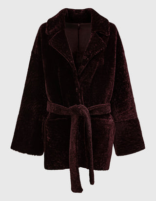 Shearling-Wende-Mantel mit Bindegürtel