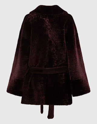 Shearling-Wende-Mantel mit Bindegürtel