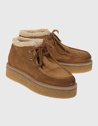 Gefütterte Veloursleder Plateau-Schuhe Chukks Shearling