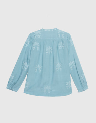 Bestickte Bluse Columbia mit Leinen-Anteil