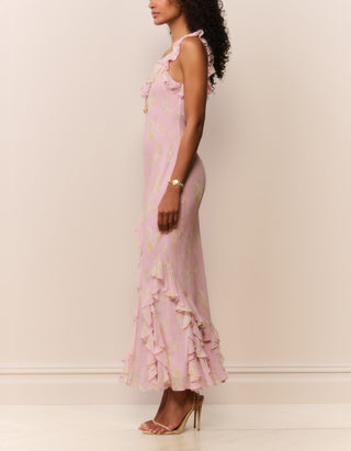 Gemustertes Midi-Kleid Roseline