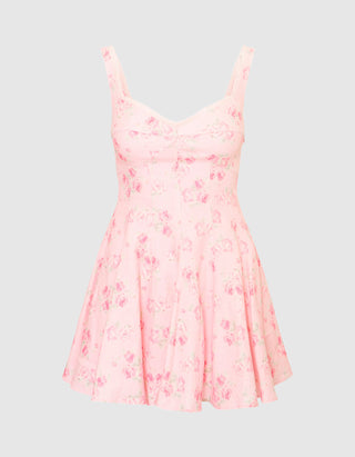Gemustertes Leinen Mini-Kleid Nabi