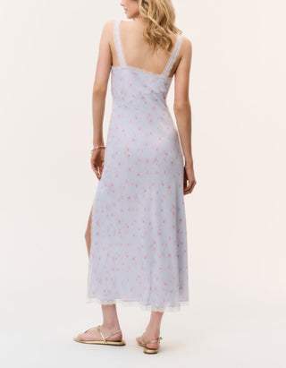 Bedrucktes Kleid mit Spitze und Schleifen-Detail