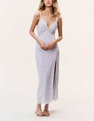 Bedrucktes Kleid mit Spitze und Schleifen-Detail