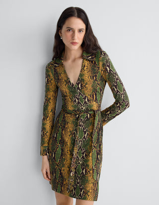 Gemustertes Wickel-Seiden-Kleid New Jeanne Mini
