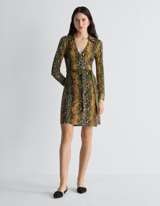 Gemustertes Wickel-Seiden-Kleid New Jeanne Mini