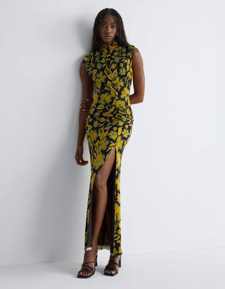 Gemustertes Maxi-Kleid Apollo mit Pailletten-Stickerei