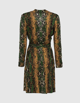 Gemustertes Wickel-Seiden-Kleid New Jeanne Mini