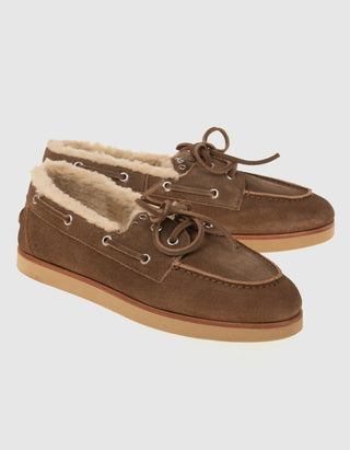 Gefütterte Veloursleder-Loafer Deck Shearling