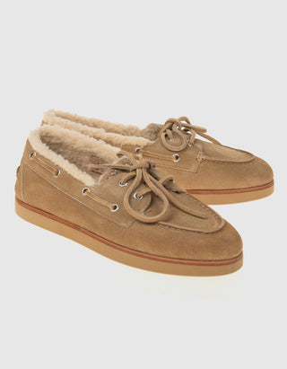 Gefütterte Veloursleder-Loafer Deck Shearling