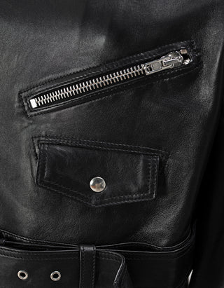 Cropped Lederjacke im Biker-Stil