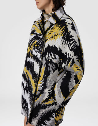 Doppelreihige Caban-Jacke mit Tigermuster