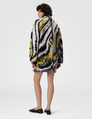 Doppelreihige Caban-Jacke mit Tigermuster