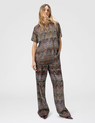 Kurzarm-T-Shirt Caperdoni mit Zickzackmuster und Pailletten