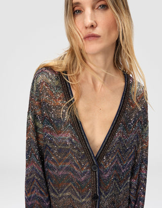 Oversize Cardigan Caperdoni Buttoned mit Pailletten