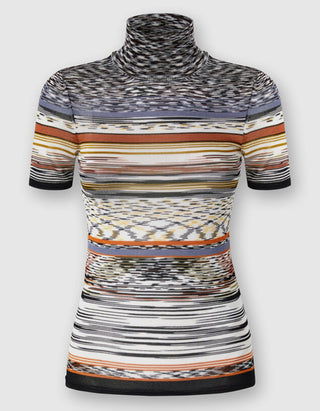 Kurzarm-Strick-Rollkragenpullover